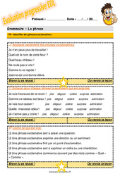 Leçon, exercice et évaluation :<br/> Identifier des phrases exclamatives - Examen Evaluation progressive : 7ème Harmos - PDF à imprimer