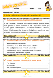 Identifier et utiliser les compléments du verbe - Fiches objets indirects COI - Examen Evaluation progressive avec la correction : 6ème Harmos - PDF à imprimer