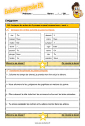 Conjuguer les verbes des 3 groupes au passé composé avec « avoir » - Examen Evaluation progressive avec la correction : 6ème Harmos - PDF à imprimer