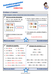 Comparer, estimer, mesurer des euros et des centimes - Examen Evaluation progressive  : 4ème Harmos - PDF à imprimer