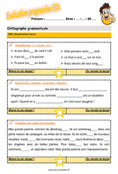 Savoir écrire é ou er - Examen Evaluation progressive avec le corrigé : 6ème Harmos - PDF à imprimer