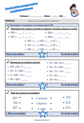 Décomposer et recomposer les nombres jusqu’à 999 - Examen Evaluation progressive  : 5ème Harmos - PDF à imprimer