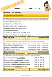 Identifier les attributs du sujet - Examen Evaluation progressive avec le corrigé : 7ème Harmos - PDF à imprimer