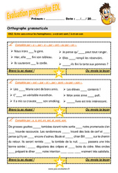 Ecrire sans erreur les homophones - Fiches a - est - ont - sont / à - et - on - son - Examen Evaluation progressive avec le corrigé : 6ème Harmos - PDF à imprimer