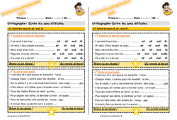 Ecrire les sons eil ail ouil ill - Examen Evaluation progressive avec la correction : 5ème Harmos - PDF à imprimer