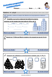 Dénombrer, constituer et comparer des collections avec des groupements en dizaines et centaines - Examen Evaluation progressive  : 5ème Harmos - PDF à imprimer