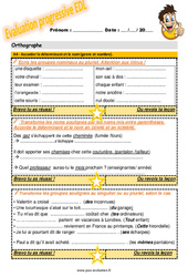 Accorder le déterminant et le nom (genre et nombre) - Examen Evaluation progressive  : 7ème Harmos - PDF à imprimer