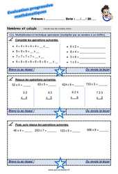 Multiplication et technique opératoire (multiplier par un nombre à un chiffre) - Examen Evaluation progressive  : 5ème Harmos - PDF à imprimer