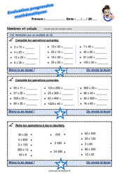 Multiplier par un multiple de 10 - Examen Evaluation progressive  : 5ème Harmos - PDF à imprimer