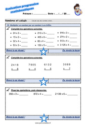 Multiplier un nombre par un nombre à un chiffre - Examen Evaluation progressive  : 5ème Harmos - PDF à imprimer