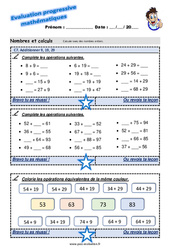 Additionner 9, 19, 29 - Examen Evaluation progressive  : 5ème Harmos - PDF à imprimer