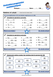 Les compléments à 10, aux dizaines supérieures et à 100 - Examen Evaluation progressive  : 5ème Harmos - PDF à imprimer