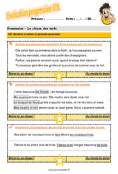 Identifier et utiliser les pronoms personnels - Examen Evaluation progressive  : 6ème Harmos - PDF à imprimer