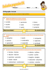 Savoir couper des mots en revenant à la ligne (syllabes) - Examen Evaluation progressive avec le corrigé : 6ème Harmos - PDF à imprimer