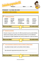 Identifier et utiliser les adverbes - Examen Evaluation progressive avec le corrigé : 6ème Harmos - PDF à imprimer