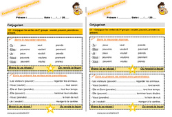 Conjuguer les verbes du 3e groupe - Fiches vouloir, pouvoir, prendre au présent - Examen Evaluation progressive : 5ème Harmos - PDF à imprimer