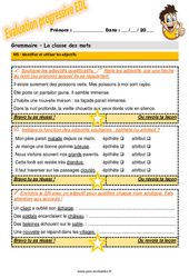 Identifier et utiliser les adjectifs - Examen Evaluation progressive avec le corrigé : 7ème Harmos - PDF à imprimer