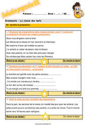 Identifier les prépositions - Examen Evaluation progressive : 7ème Harmos - PDF à imprimer