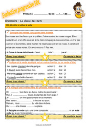 Identifier et utiliser le verbe - Examen Evaluation progressive avec la correction : 7ème Harmos - PDF à imprimer