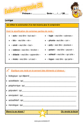 Utiliser la construction d’un mot inconnu pour le comprendre - Examen Evaluation progressive avec la correction : 6ème Harmos - PDF à imprimer