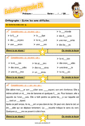 Comment écrire les mots avec - g - Examen Evaluation progressive  : 6ème Harmos - PDF à imprimer