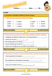 Commencer à identifier les différents niveaux de langue - Examen Evaluation progressive avec la correction : 6ème Harmos - PDF à imprimer