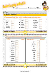 Utilisation du dictionnaire - Examen Evaluation progressive : 6ème Harmos - PDF à imprimer