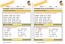 Ecrire les sons de la lettre g - Examen Evaluation progressive : 4ème Harmos - PDF à imprimer