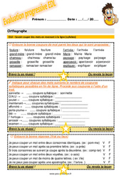 Savoir couper des mots en revenant à la ligne (syllabes) - Examen Evaluation progressive : 7ème Harmos - PDF à imprimer