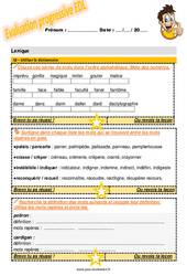 Utiliser le dictionnaire - Examen Evaluation progressive : 7ème Harmos - PDF à imprimer