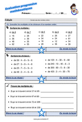 Connaître les multiples et les diviseurs d’un nombre entier - Examen Evaluation progressive : 6ème Harmos - PDF à imprimer