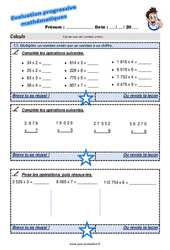 Multiplier un nombre entier par un nombre à un chiffre - Examen Evaluation progressive : 6ème Harmos - PDF à imprimer