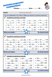 Les compléments à 10, à 100 et à 1000 et aux dizaines et centaines supérieures - Examen Evaluation progressive : 6ème Harmos - PDF à imprimer