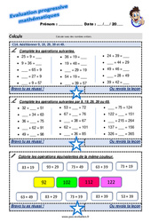 Additionner 9, 19, 29, 39 et 49 - Examen Evaluation progressive : 6ème Harmos - PDF à imprimer