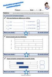 Lire et écrire les fractions basiques - Examen Evaluation progressive : 6ème Harmos - PDF à imprimer