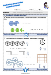 Décomposer et recomposer des fractions - Examen Evaluation progressive : 6ème Harmos - PDF à imprimer