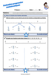 Placer et encadrer des fractions décimales - Examen Evaluation progressive : 6ème Harmos - PDF à imprimer