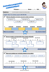 Placer les nombres jusqu’à 999 999 999 - Examen Evaluation progressive : 6ème Harmos - PDF à imprimer