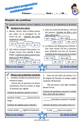 Résoudre des problèmes relevant d’additions, de soustractions, de multiplications et de divisions - Examen Evaluation progressive : 6ème Harmos - PDF à imprimer