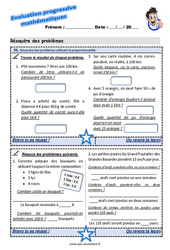 Résoudre des problèmes utilisant la proportionnalité - Examen Evaluation progressive : 6ème Harmos - PDF à imprimer