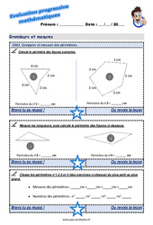 Comparer et mesurer des périmètres - Examen Evaluation progressive : 6ème Harmos - PDF à imprimer