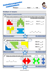 Comparer et mesurer des aires - Examen Evaluation progressive : 6ème Harmos - PDF à imprimer