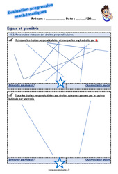 Reconnaître et tracer des droites perpendiculaires - Examen Evaluation progressive : 6ème Harmos - PDF à imprimer