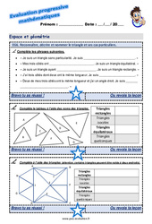 Reconnaître, décrire et nommer le triangle et ses cas particuliers - Examen Evaluation progressive : 6ème Harmos - PDF à imprimer