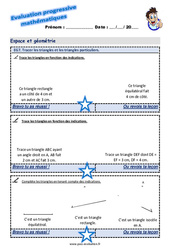 Tracer les triangles et les triangles particuliers - Examen Evaluation progressive : 6ème Harmos - PDF à imprimer