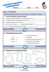 Leçon, exercice et évaluation :<br/> Reconnaître, savoir décrire et nommer un carré, un rectangle et un losange - Examen Evaluation progressive : 6ème Harmos - PDF à imprimer