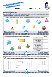 Reconnaître et construire quelques solides - Examen Evaluation progressive : 6ème Harmos - PDF à imprimer