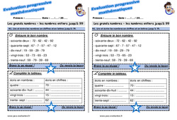 Lire et écrire les nombres en chiffres et en lettres jusqu’à 79 - Examen Evaluation progressive : 4ème Harmos - PDF à imprimer