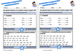 Encadrer / intercaler les nombres jusqu’à 199 - Examen Evaluation progressive : 4ème Harmos - PDF à imprimer