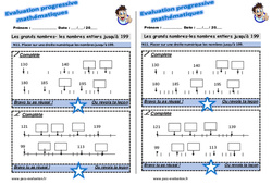 Placer sur une droite numérique les nombres jusqu’à 199 - Examen Evaluation progressive : 4ème Harmos - PDF à imprimer